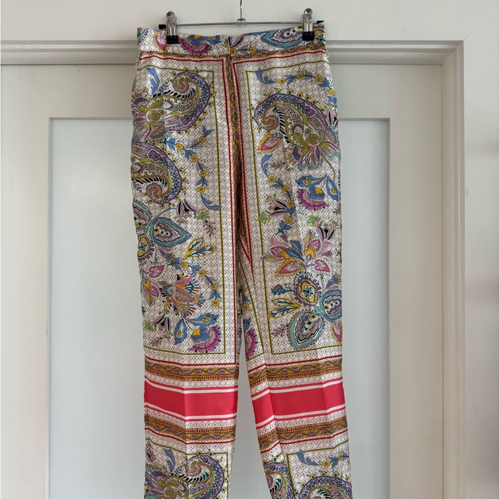 Zara Multicolor Silky Paisley Pants